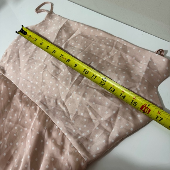 Lulu's Blush Pink whimsy romantic Polka Dot Cowl Slip Mini Dress small - Picture 6 of 9